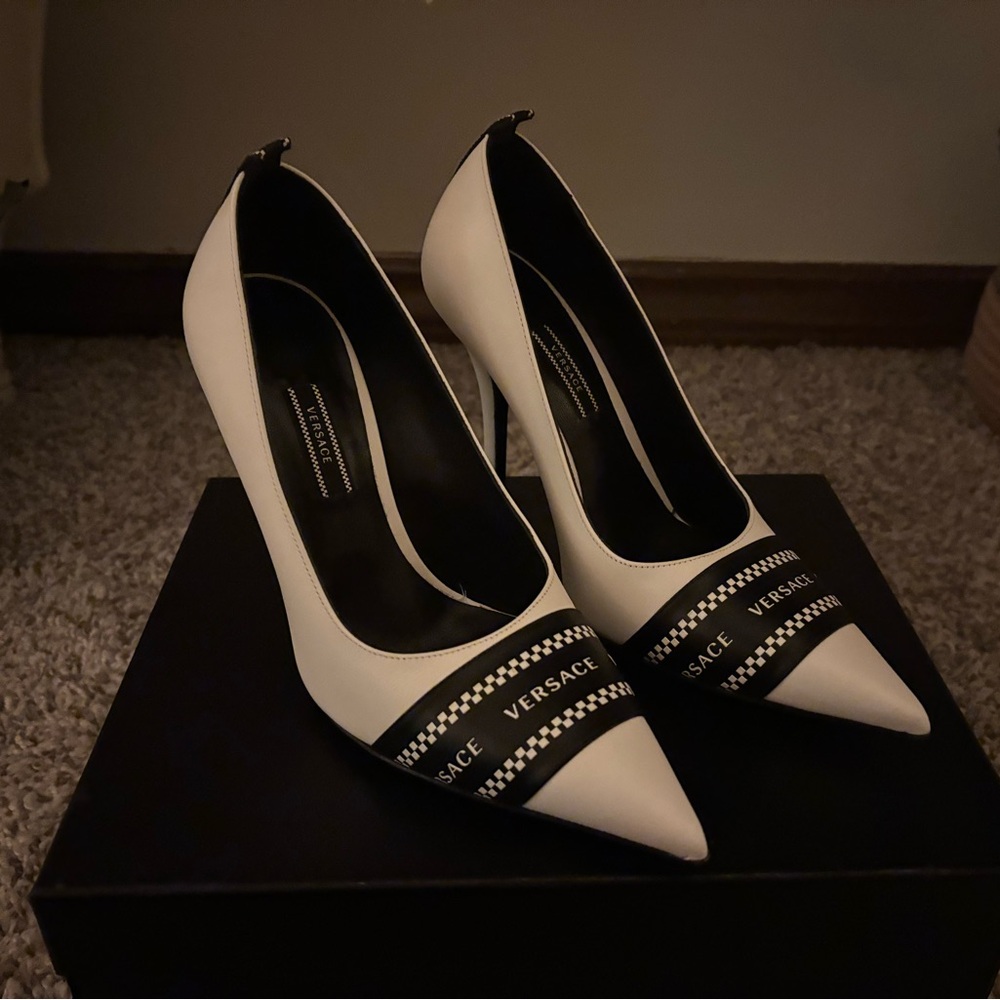 Versace Black and White Heels